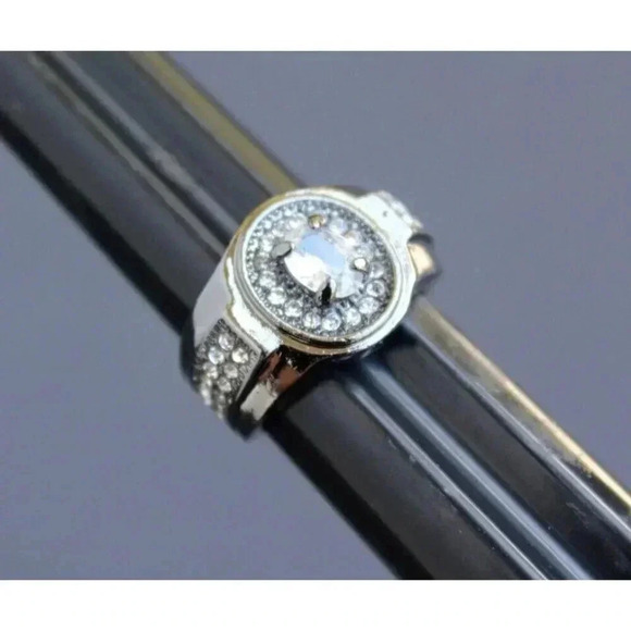 Vintage Art Nouveau Gaudy Victorian Cocktail Gemstone Ring Sz 6.5 - Picture 3 of 5